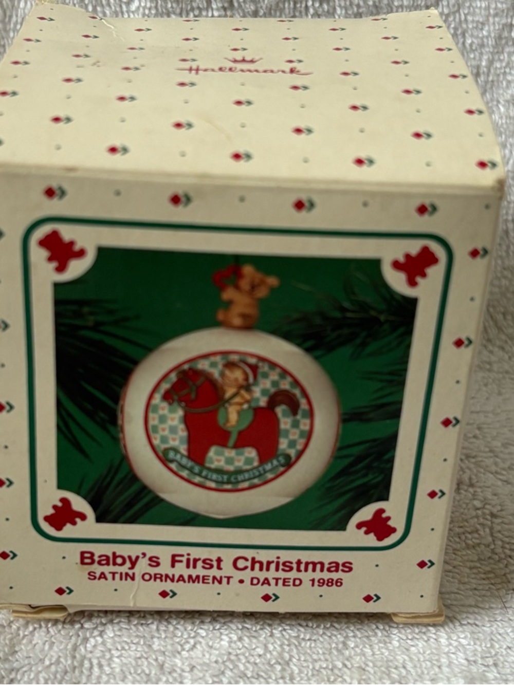 Hallmark Baby’s First Christmas Satin Ornament Vintage 1986